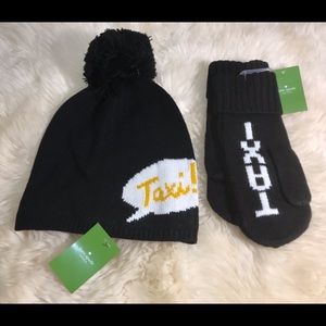 Kate Spade New York Taxi Beanie Mittens Set